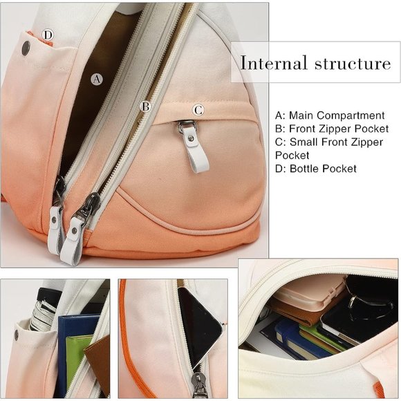 Women Small Casual Canvas Sling Crossbody Shoulder Backpack
